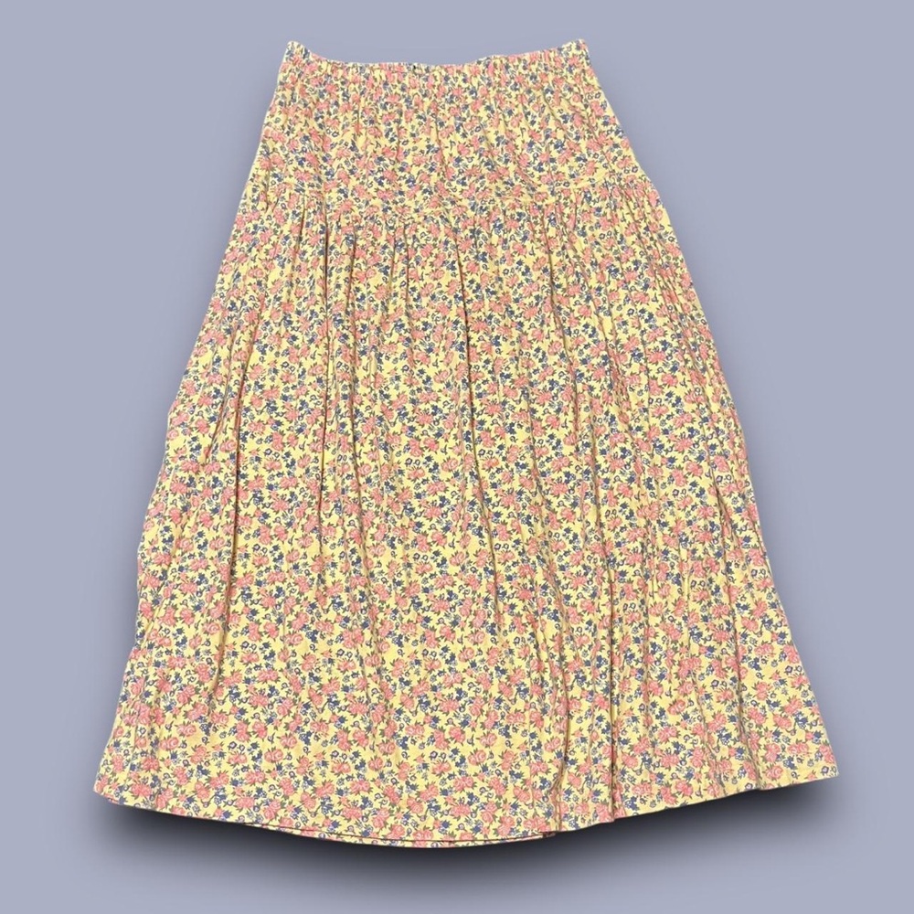 Vintage Floral Cotton Maxi Skirt Size Large Cottagecore Farmers Daughter